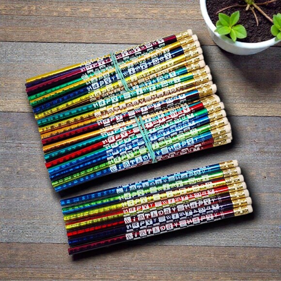 Atlas Other - Lot 87 Vintage Atlas Foil Happy Birthday Pencils Made USA Teacher Classroom Gift